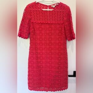 Boden Crochet Lace shift style Dress size 4R zipper back short sleeves